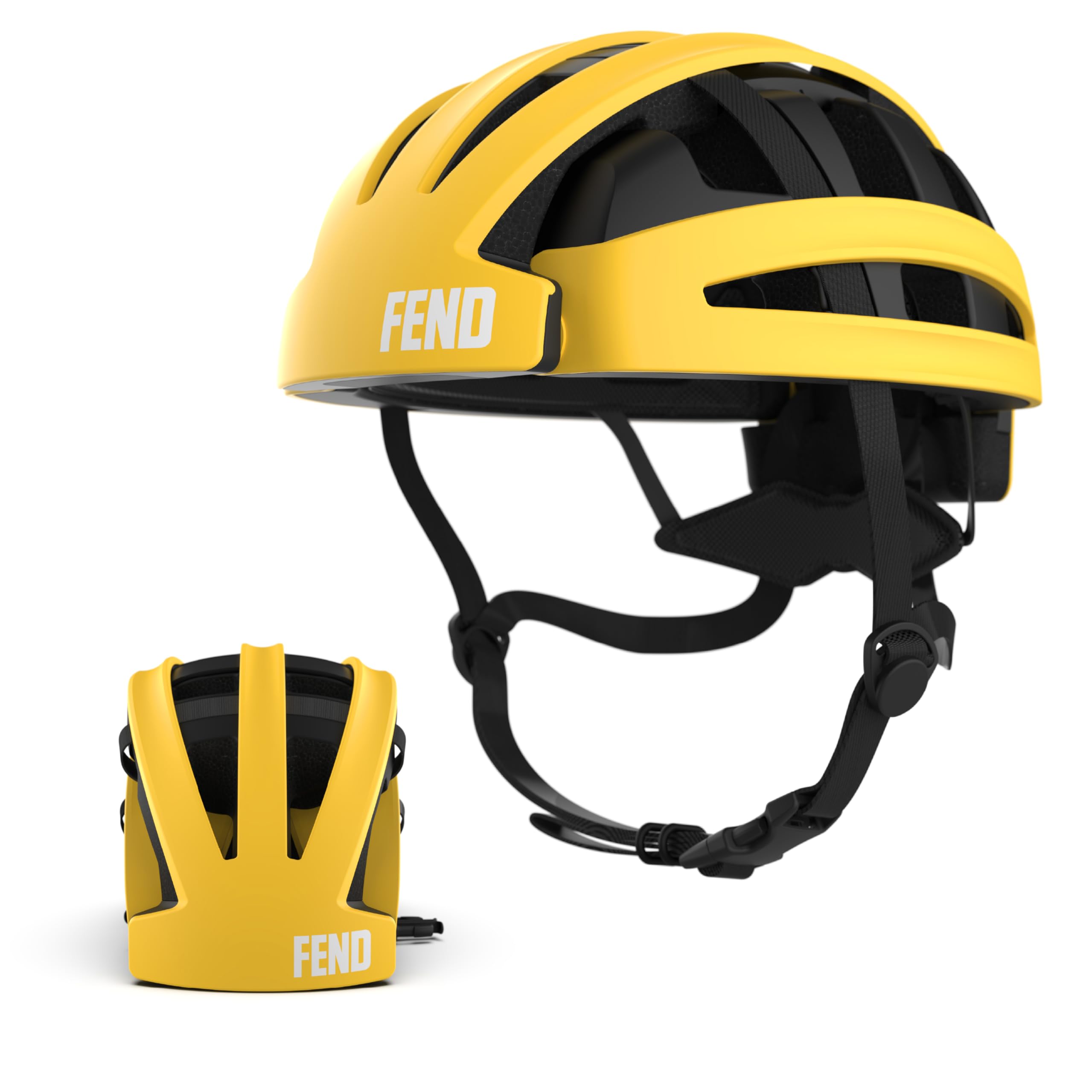 FEND One Foldable Bike Helmet – Patented Smart-Fold 50% Compact Design, Award-Winning Safety CPSC/EN1078 Certified, for Adults, Commuters, E-Bikes, Scooters