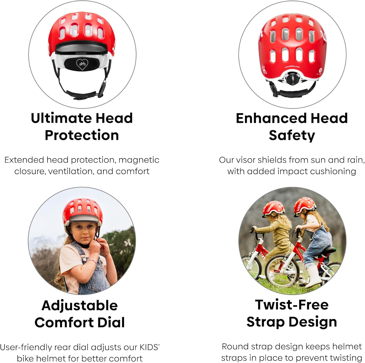 woom Kids’ Bike Helmet, Adjustable Children's Pinch-Free Helmet for Roller Skating & Scooting, Safe Bicycle & Cycling Helmet for Boys & Girls (1-14 Years Old)