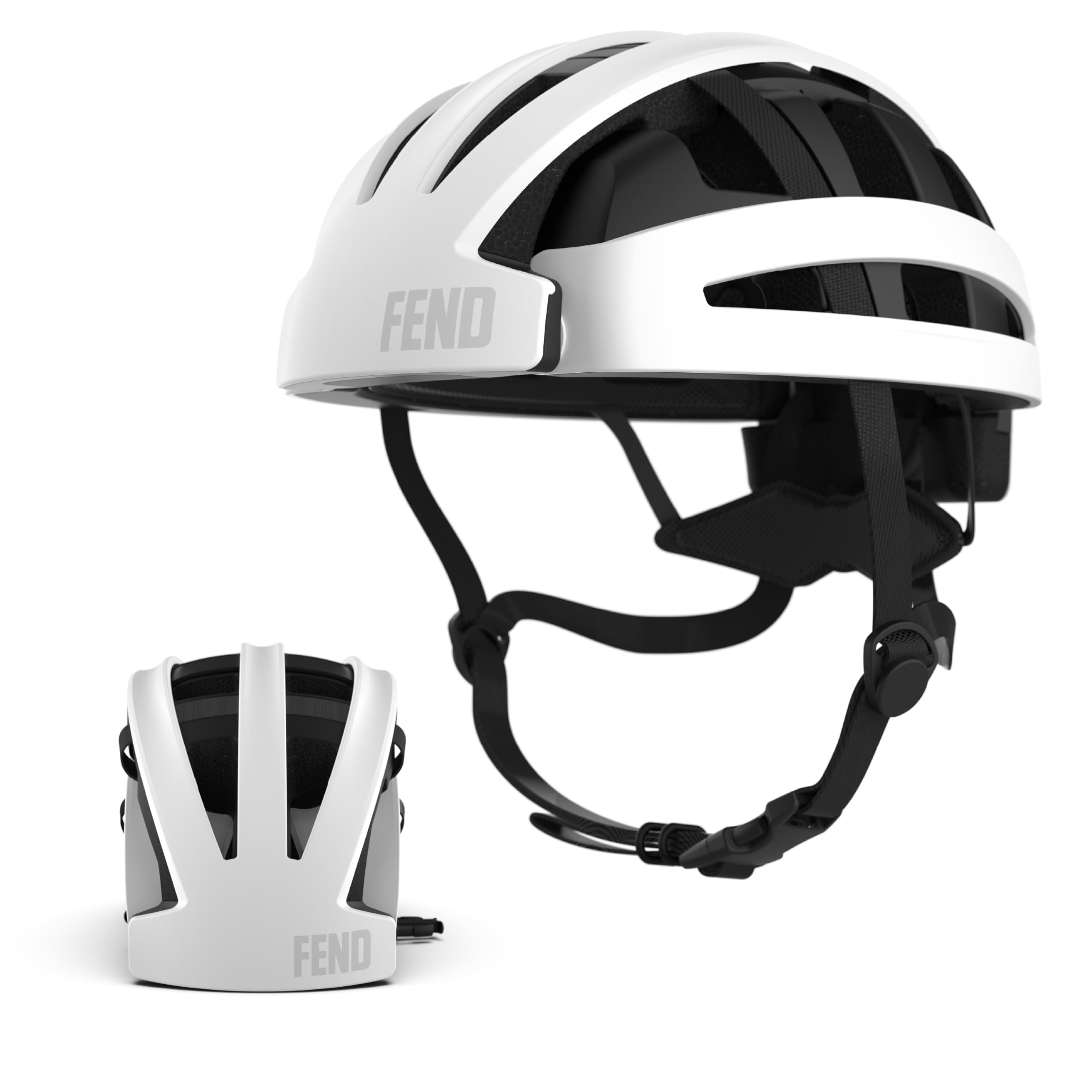 FEND One Foldable Bike Helmet – Patented Smart-Fold 50% Compact Design, Award-Winning Safety CPSC/EN1078 Certified, for Adults, Commuters, E-Bikes, Scooters