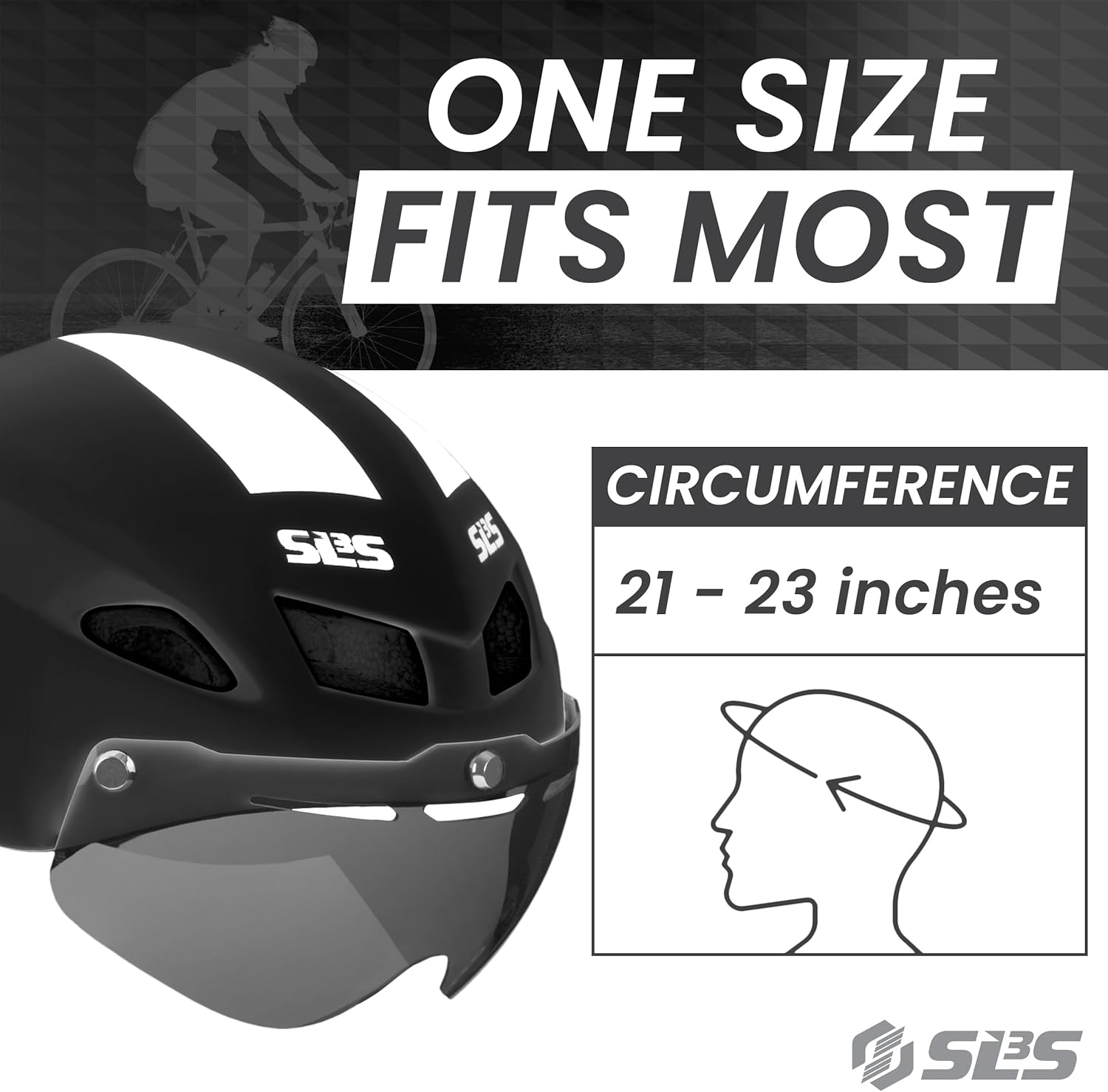 SLS3 Triathlon Helmet - Aero Bike Helmet with Removable Shield Visor Time Trial TT - Lightweight Aero Helmet Triathlon Road Cycling Helmets Men/Women - One Size 21-23 Inches