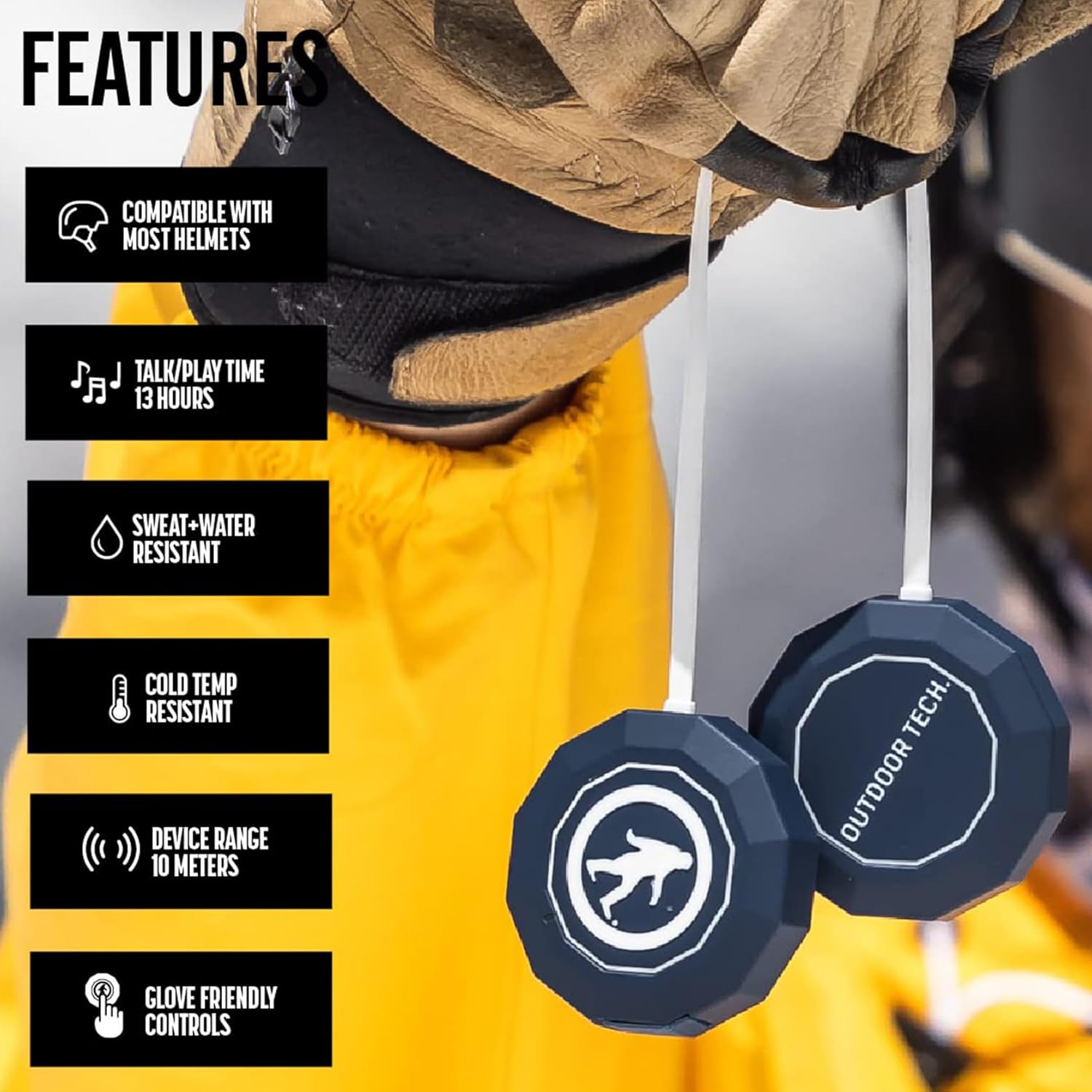 Outdoor Tech - Chips 3.0 Bluetooth Helmet Speakers - True Wireless Helmet Bluetooth Headphones for Skiing, Snowboarding, Mountain Biking, and Climbing